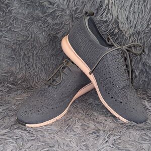 Stylish Gray Knit Cole Haan Women’s Sneakers with light pink soles